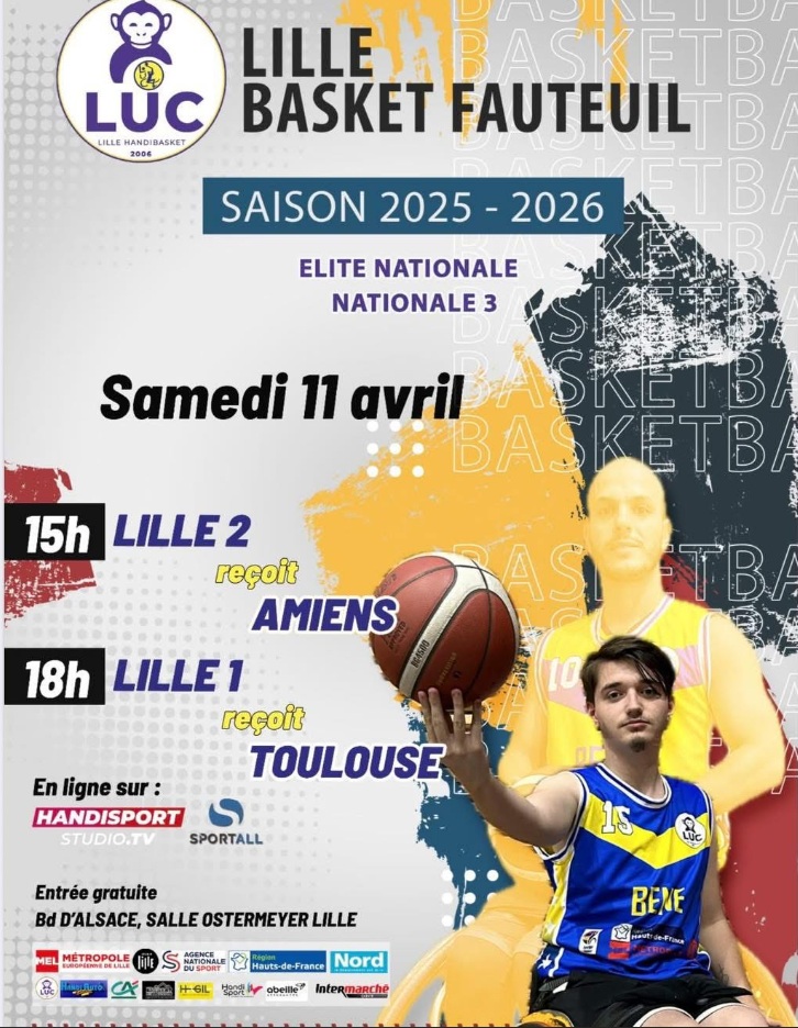 Samedi 11 Avril avril 2025 15h Lille 2 vs Amiens et 18h Lille 1 vs Toulouse